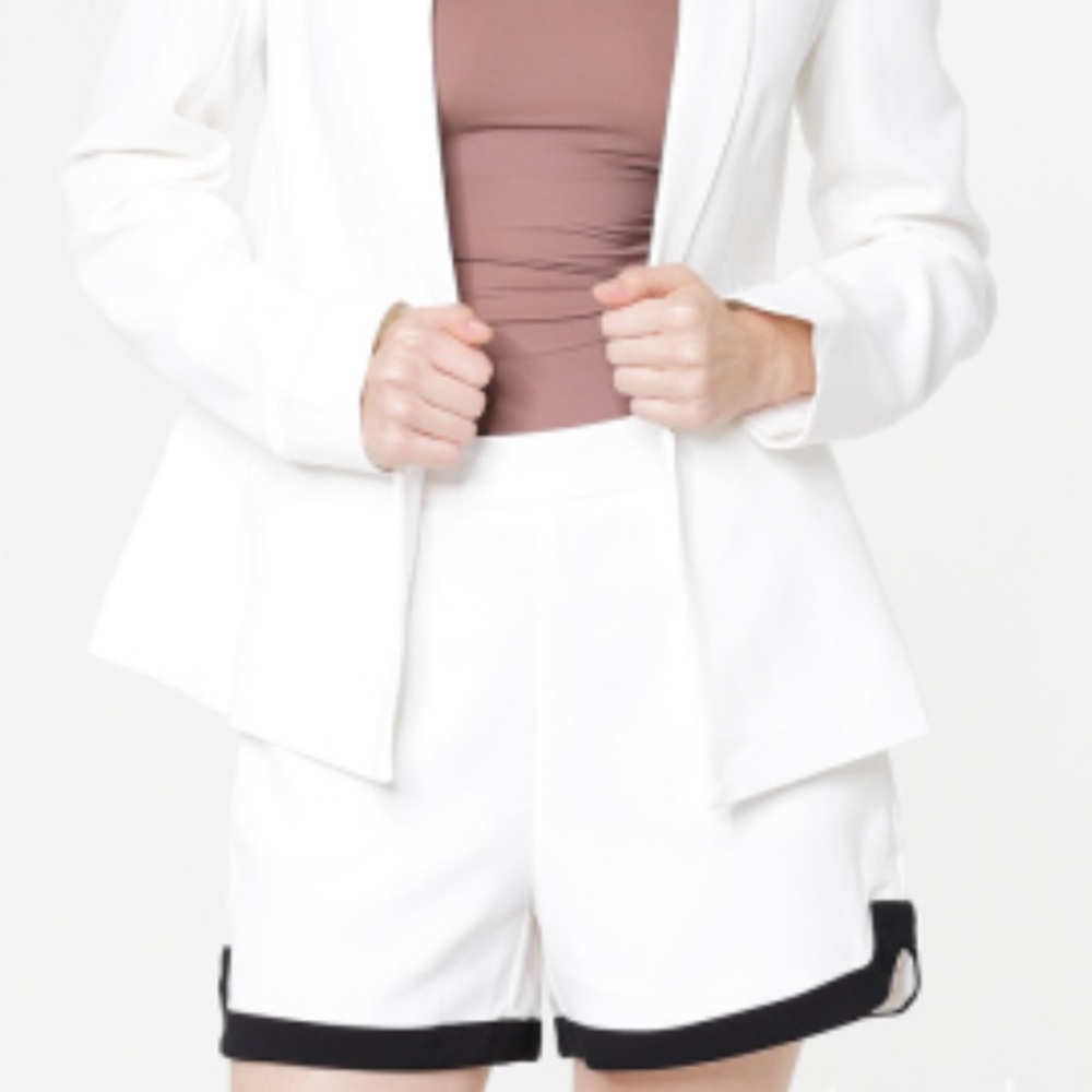 WHBM Women's White Shorts with Black Trim